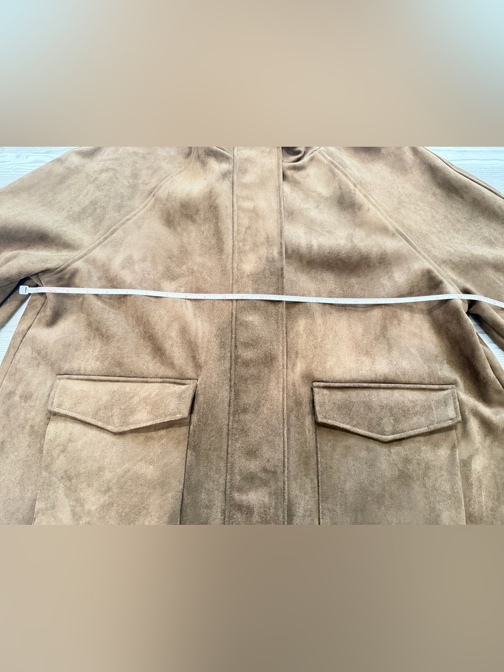 BNWT ZARA FAUX SUEDE JACKET, Gorgeous Brown / gold zip & snap buttons- Medium - Picture 16 of 17